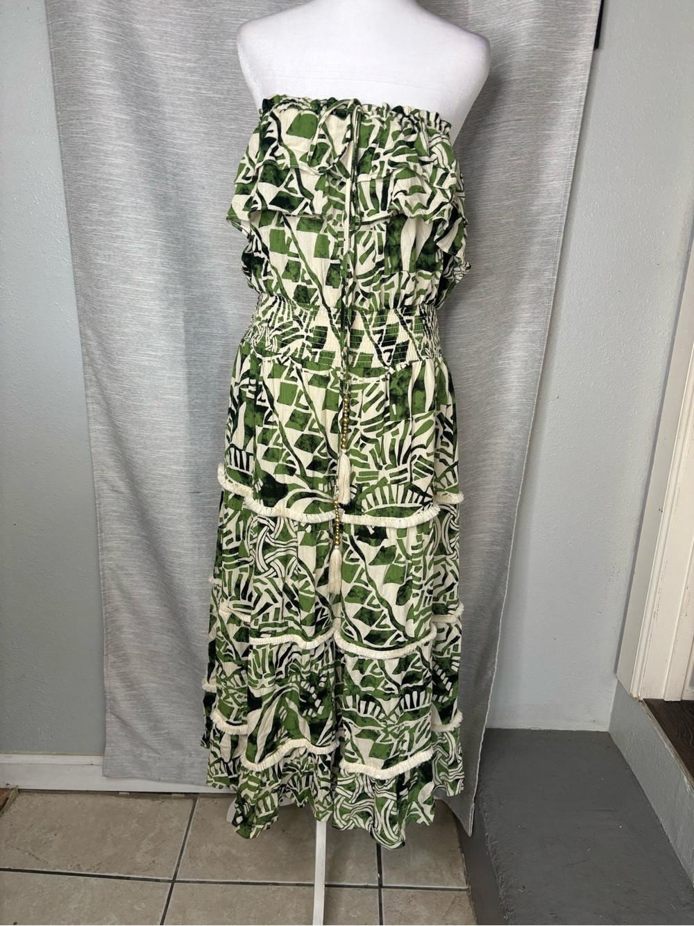 Dotti Green and Cream Printed dress